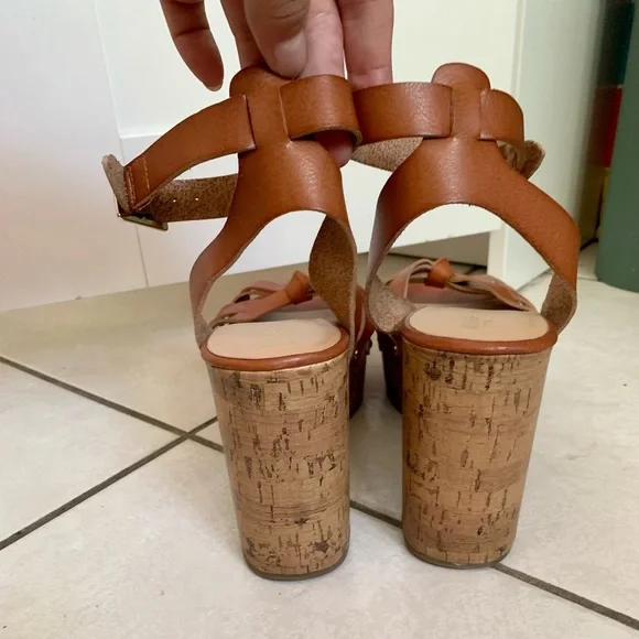 Mossimo Cognac Erie Cork Style Wedge Strappy Sandals SIZE 10 - Picture 8 of 14